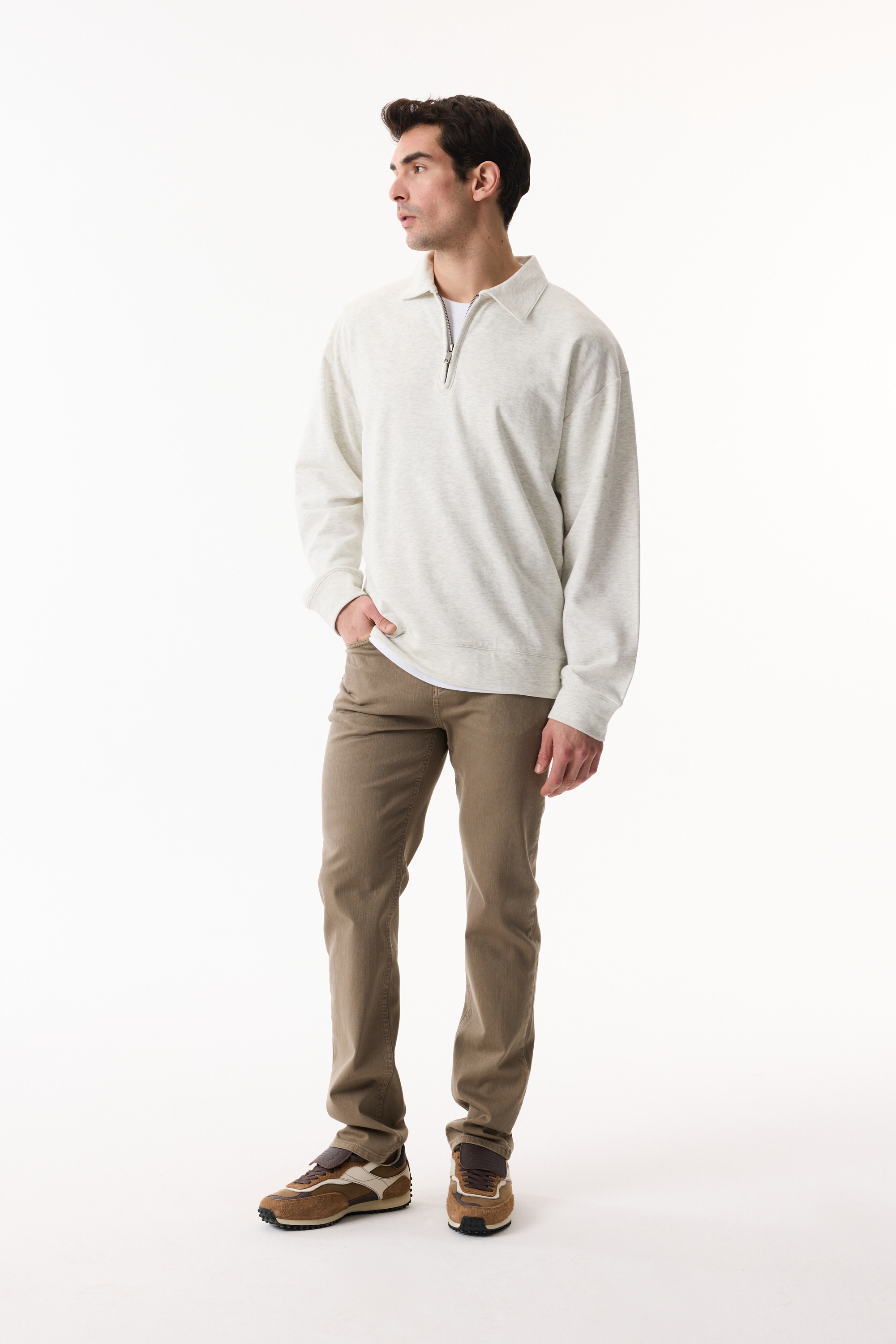 LOOSE FIT FERMUARLI DİK YAKA SWEATSHIRT