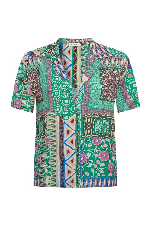  ETNİK BASKILI KISA KOLLU GÖMLEK
