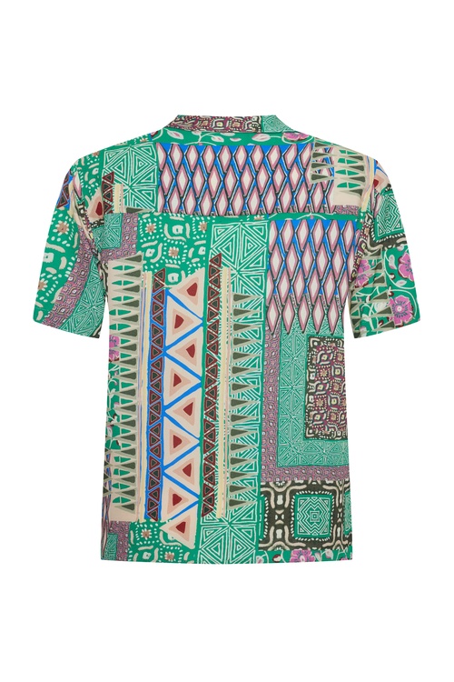  ETNİK BASKILI KISA KOLLU GÖMLEK
