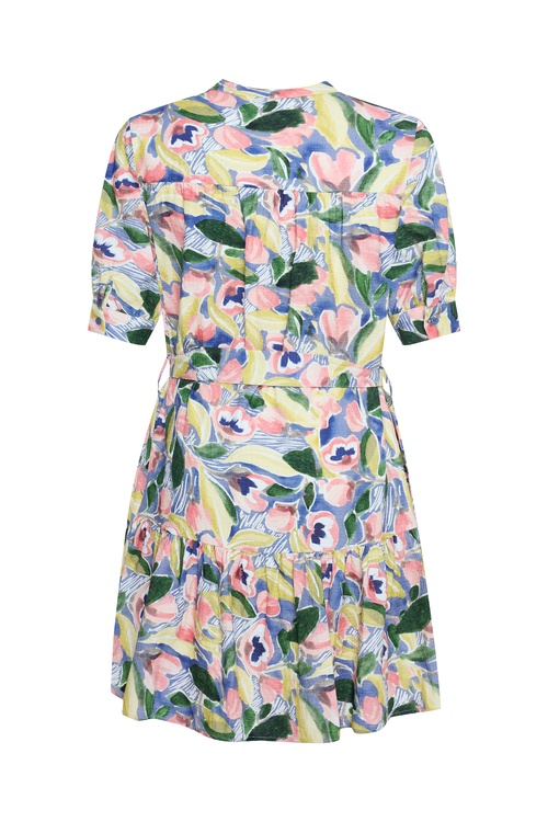  FLORAL BASKILI MİNİ KLOŞ ELBİSE