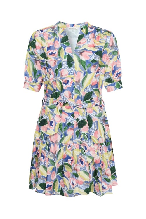  FLORAL BASKILI MİNİ KLOŞ ELBİSE