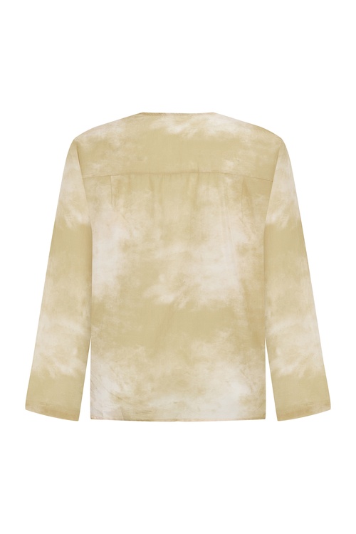  BASKILI V YAKA UZUN KOLLU GÖMLEK