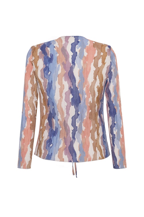  BASKILI BAĞLAMALI UZUN KOLLU BLUZ