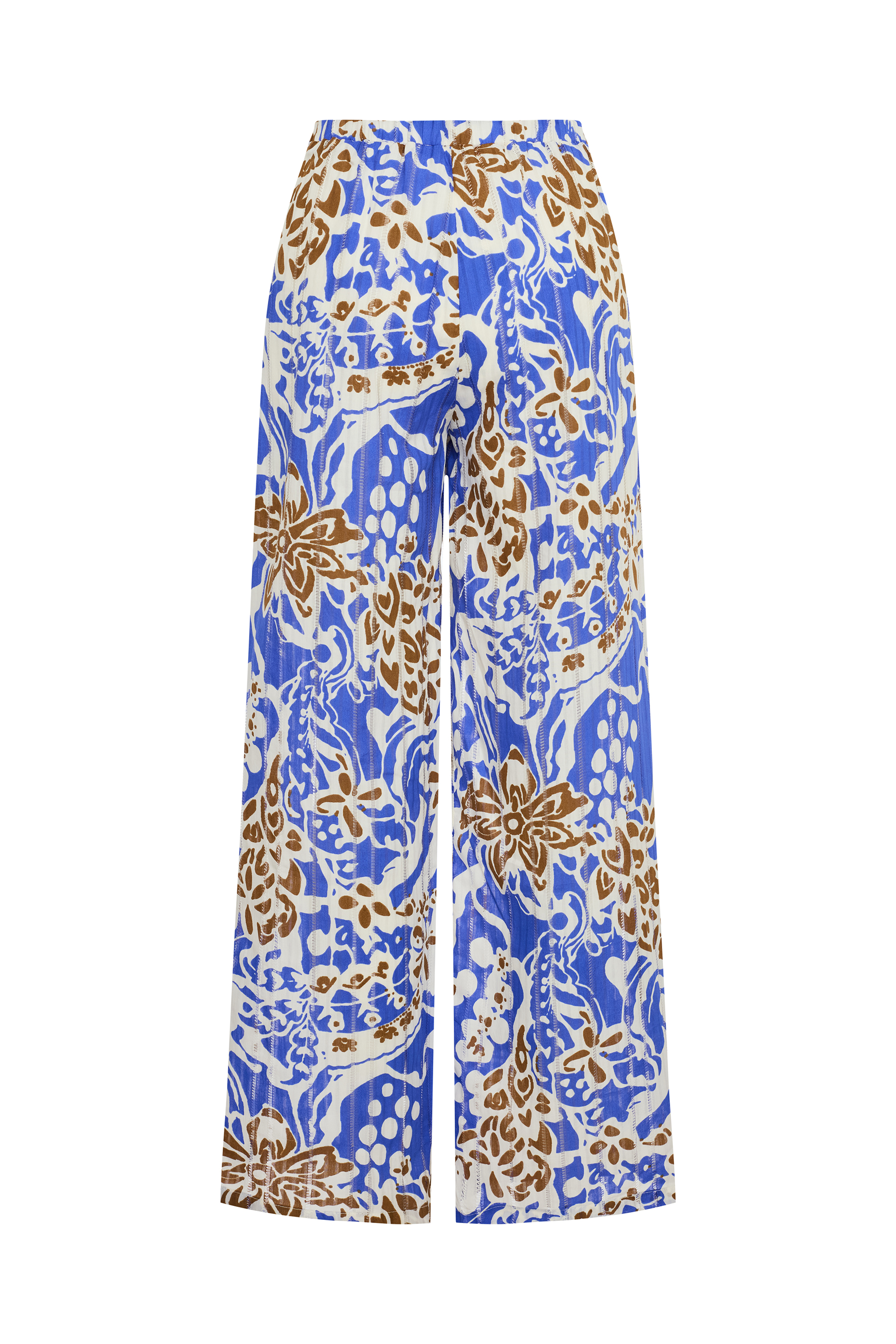 BASKILI STRAIGHT FIT BELİ LASTİKLİ PANTOLON