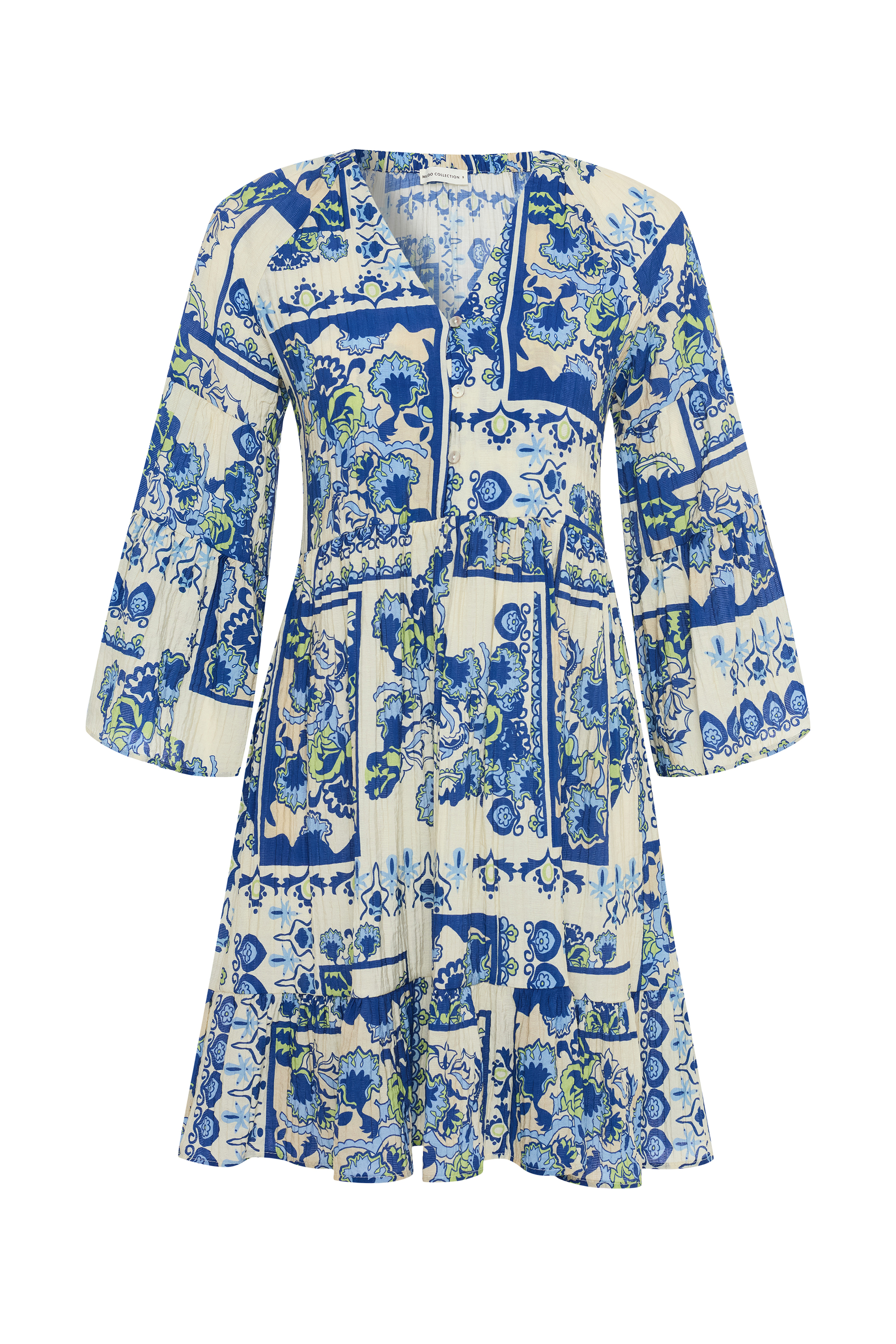 ETNİK BASKILI KLOŞ MİNİ ELBİSE