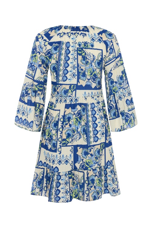  ETNİK BASKILI KLOŞ MİNİ ELBİSE