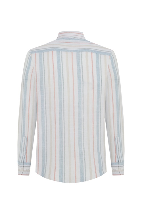  ÇİZGİLİ REGULAR FIT CEPLİ UZUN KOLLU GÖMLEK