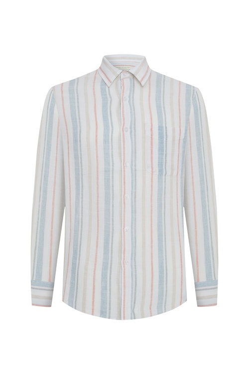  ÇİZGİLİ REGULAR FIT CEPLİ UZUN KOLLU GÖMLEK