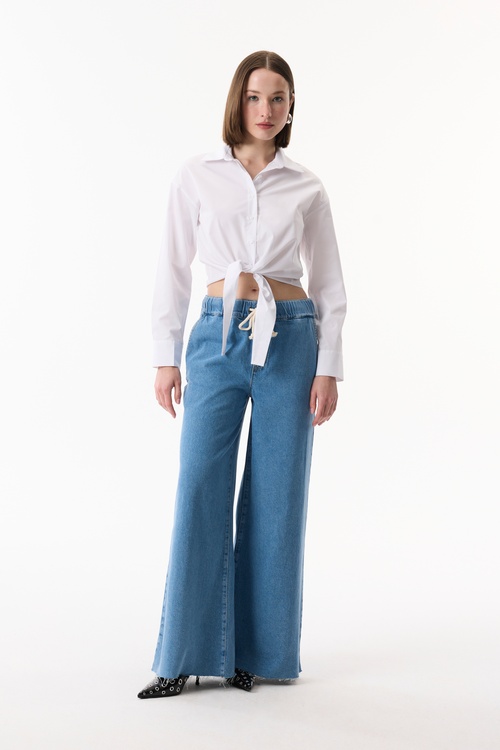  UZUN KOLLU GÖMLEK GÖRÜNÜMLÜ BAĞLAMALI BLUZ