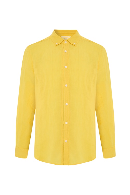  REGULAR FIT UZUN KOLLU KETEN GÖMLEK