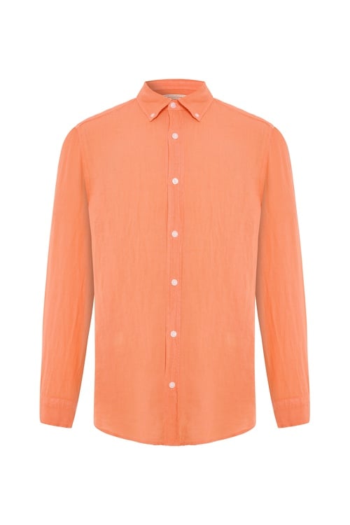  REGULAR FIT UZUN KOLLU KETEN GÖMLEK