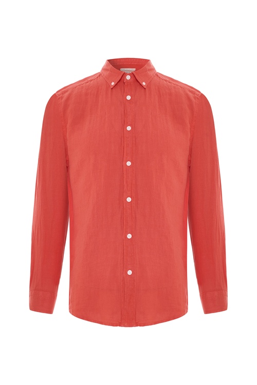  REGULAR FIT UZUN KOLLU KETEN GÖMLEK