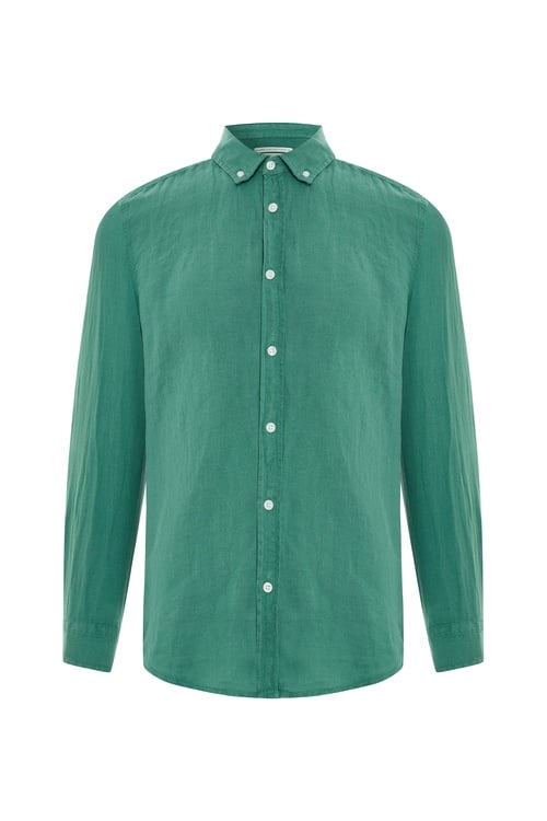  REGULAR FIT UZUN KOLLU KETEN GÖMLEK