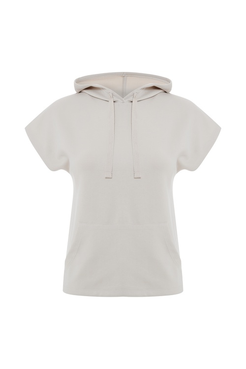  LOOSE FIT KAPÜŞONLU KISA KOLLU SWEATSHIRT