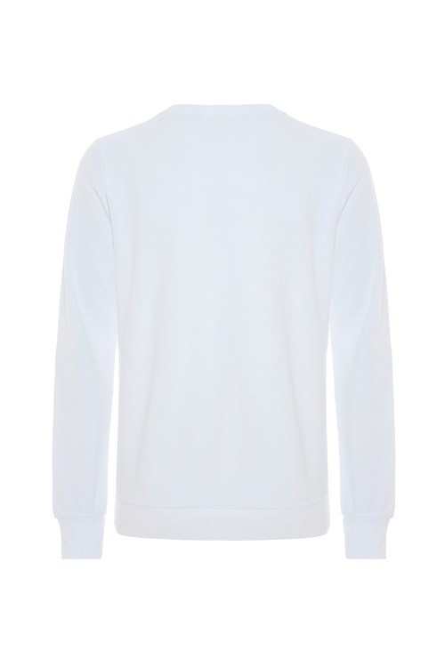  BİSİKLET YAKA ÇAPA NAKIŞLI SWEATSHIRT