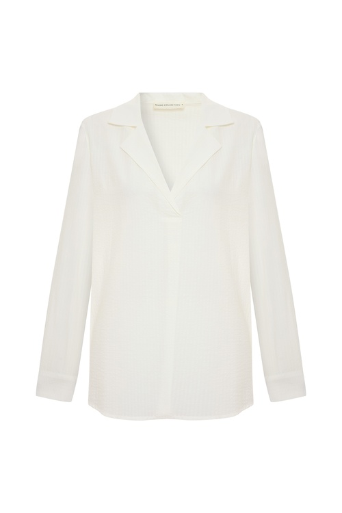  V YAKA DOKULU CASUAL BLUZ