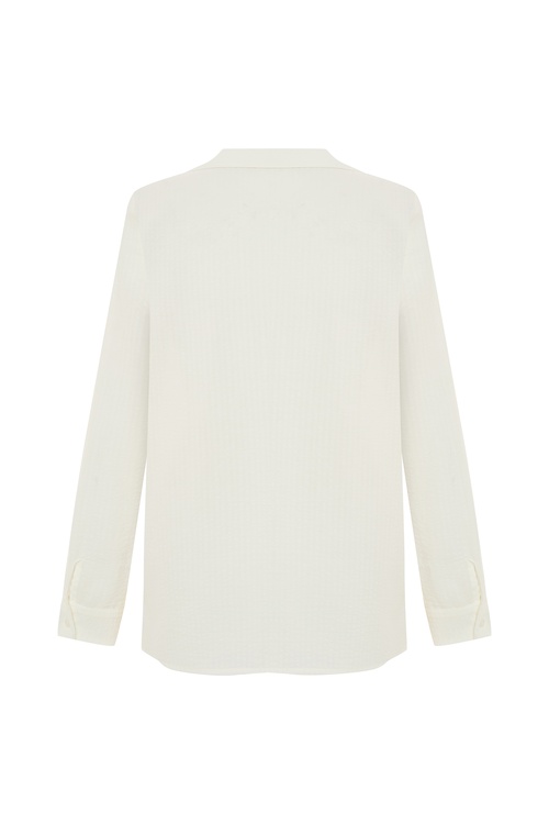  V YAKA DOKULU CASUAL BLUZ