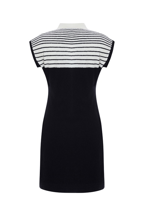  ÇİZGİLİ KISA KOLLU TRİKO MİNİ ELBİSE