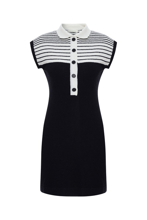  ÇİZGİLİ KISA KOLLU TRİKO MİNİ ELBİSE