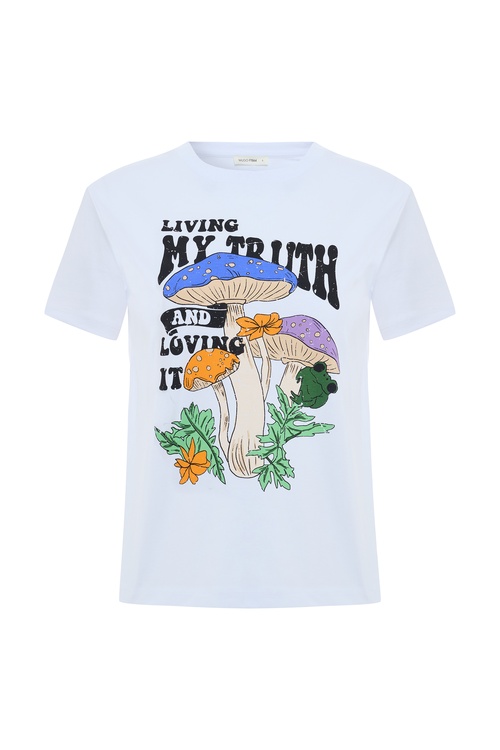 BASKILI BİSİKLET YAKA T-SHIRT