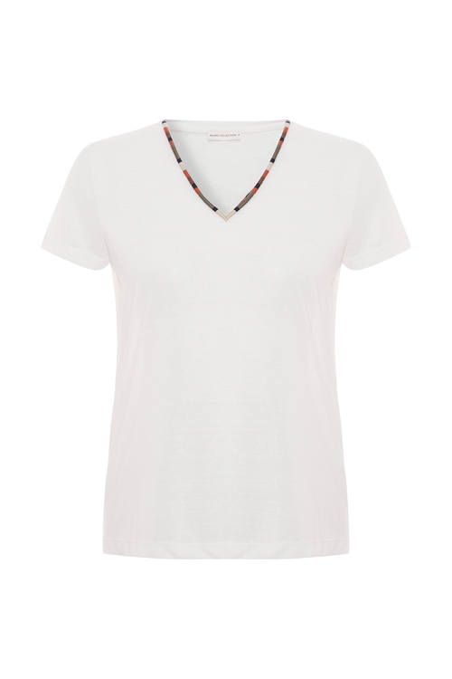  NAKIŞLI V YAKA T-SHIRT