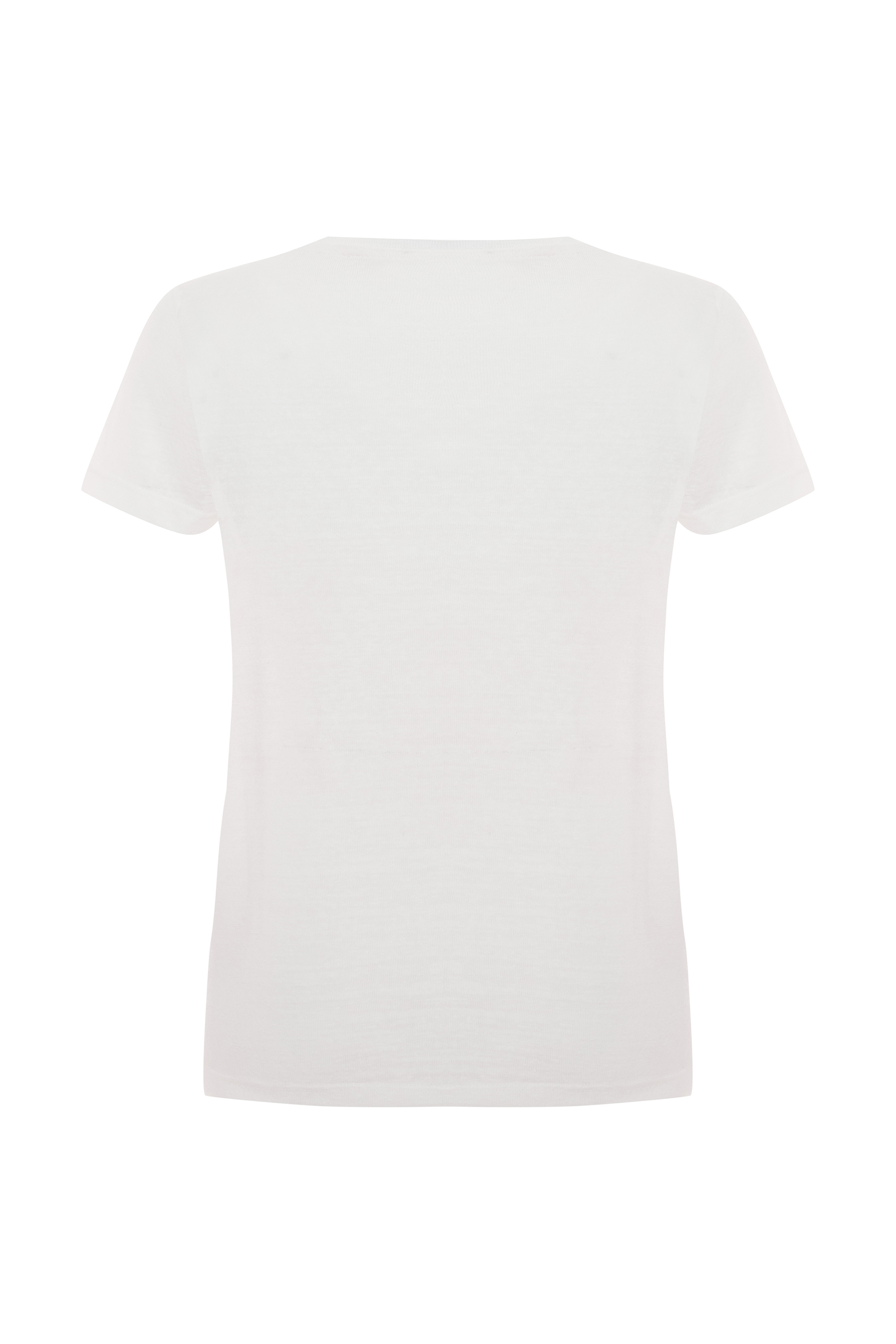 NAKIŞLI V YAKA T-SHIRT