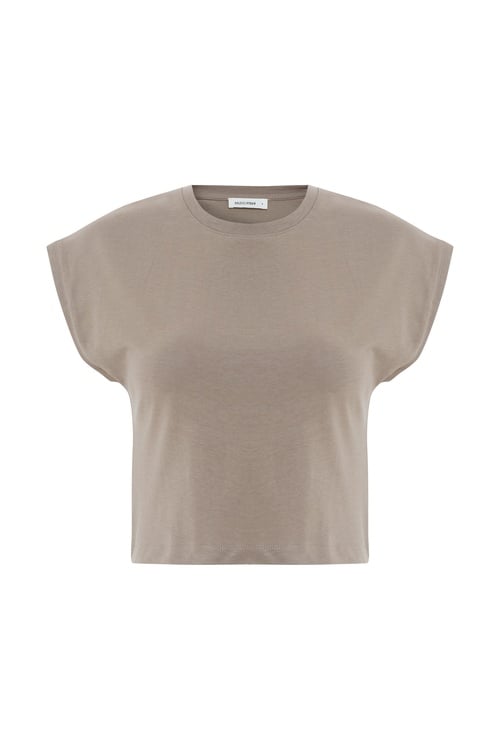  BİSİKLET YAKA CROP T-SHIRT