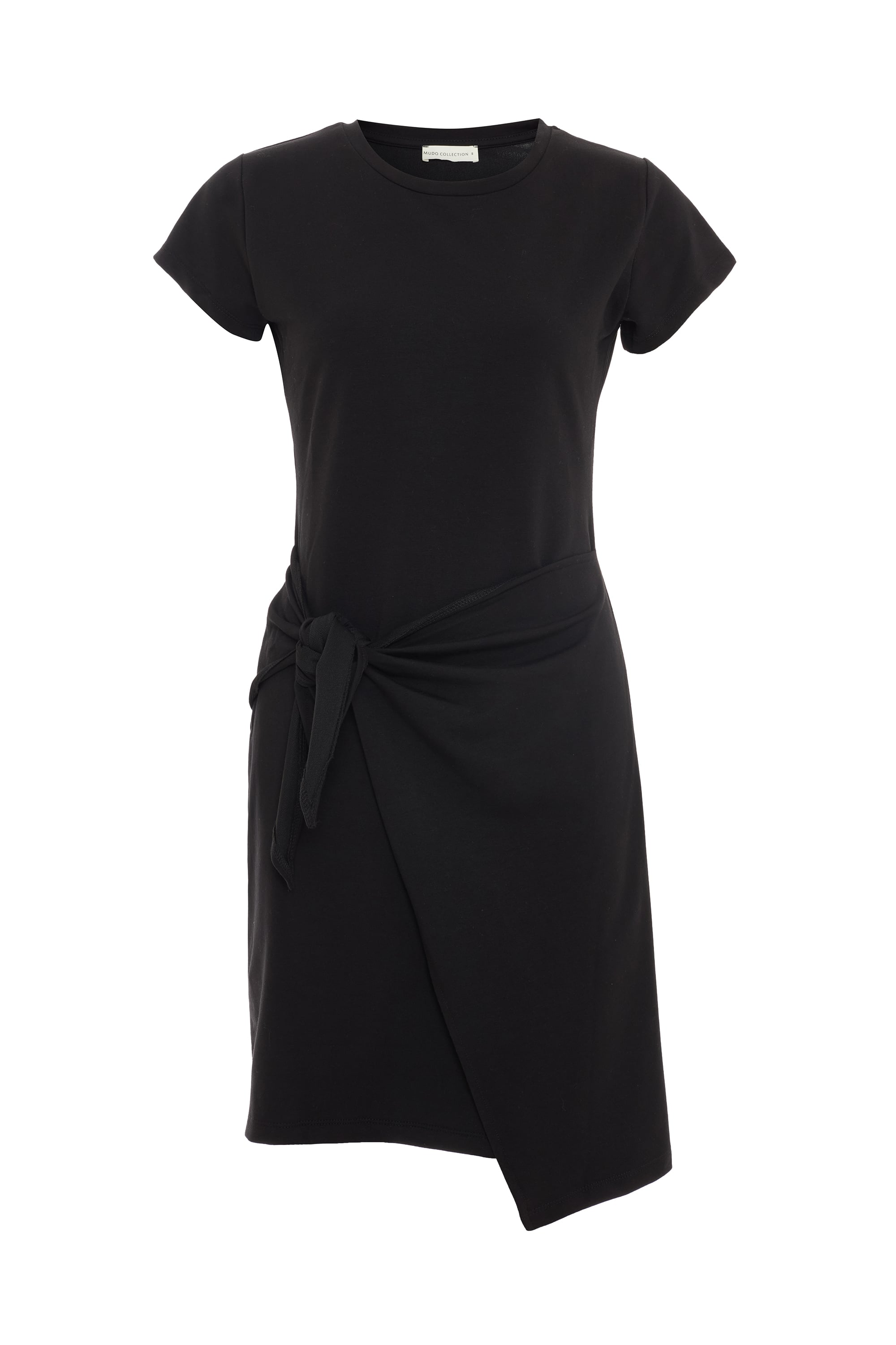 BAĞLAMA DETAYLI KISA KOLLU MİNİ ELBİSE