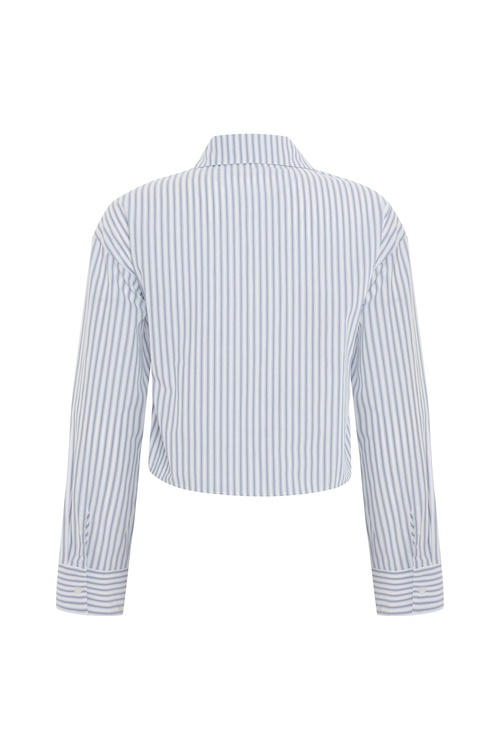  ÇİZGİLİ UZUN KOLLU GÖMLEK GÖRÜNÜMLÜ BAĞLAMALI BLUZ