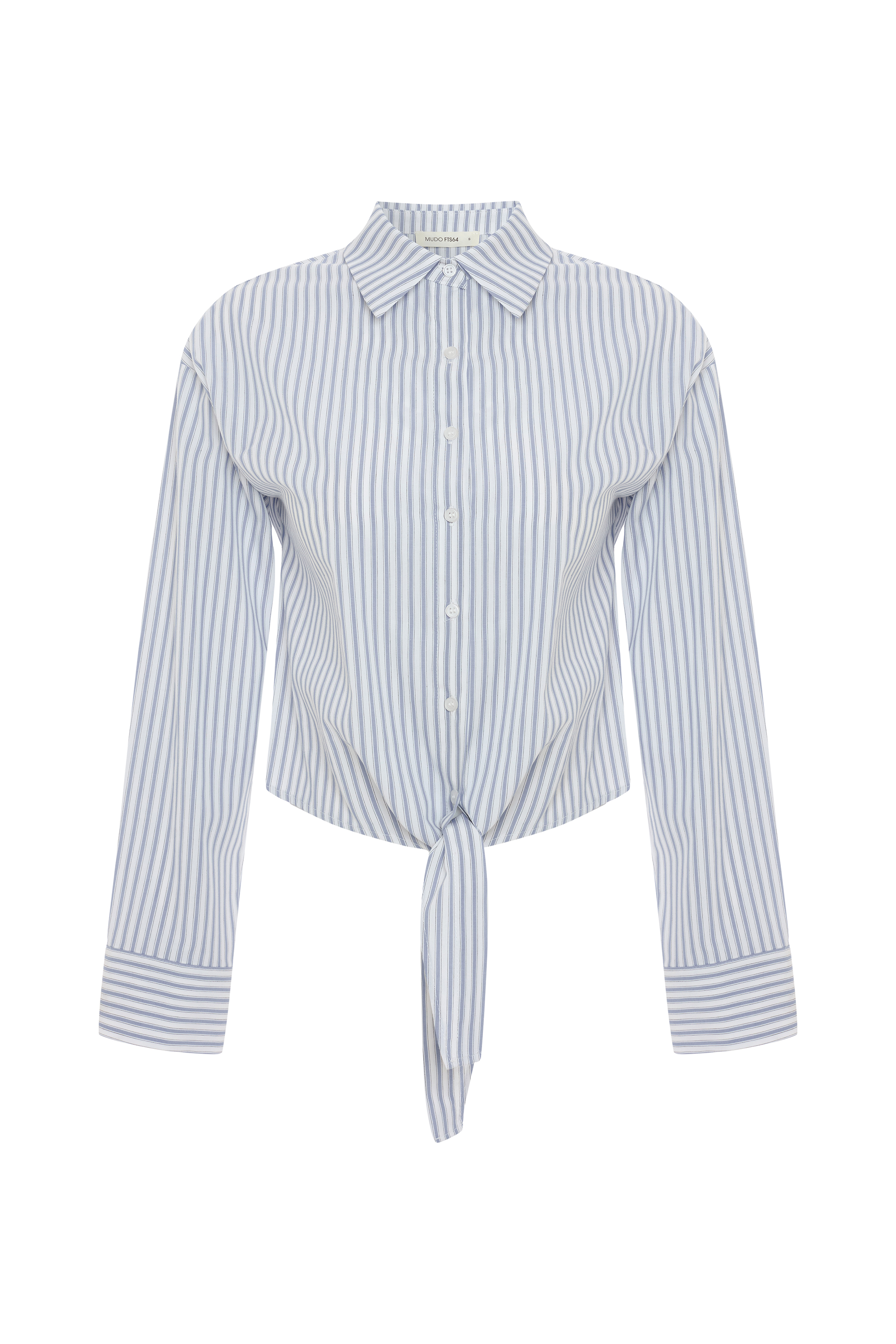 ÇİZGİLİ UZUN KOLLU GÖMLEK GÖRÜNÜMLÜ BAĞLAMALI BLUZ