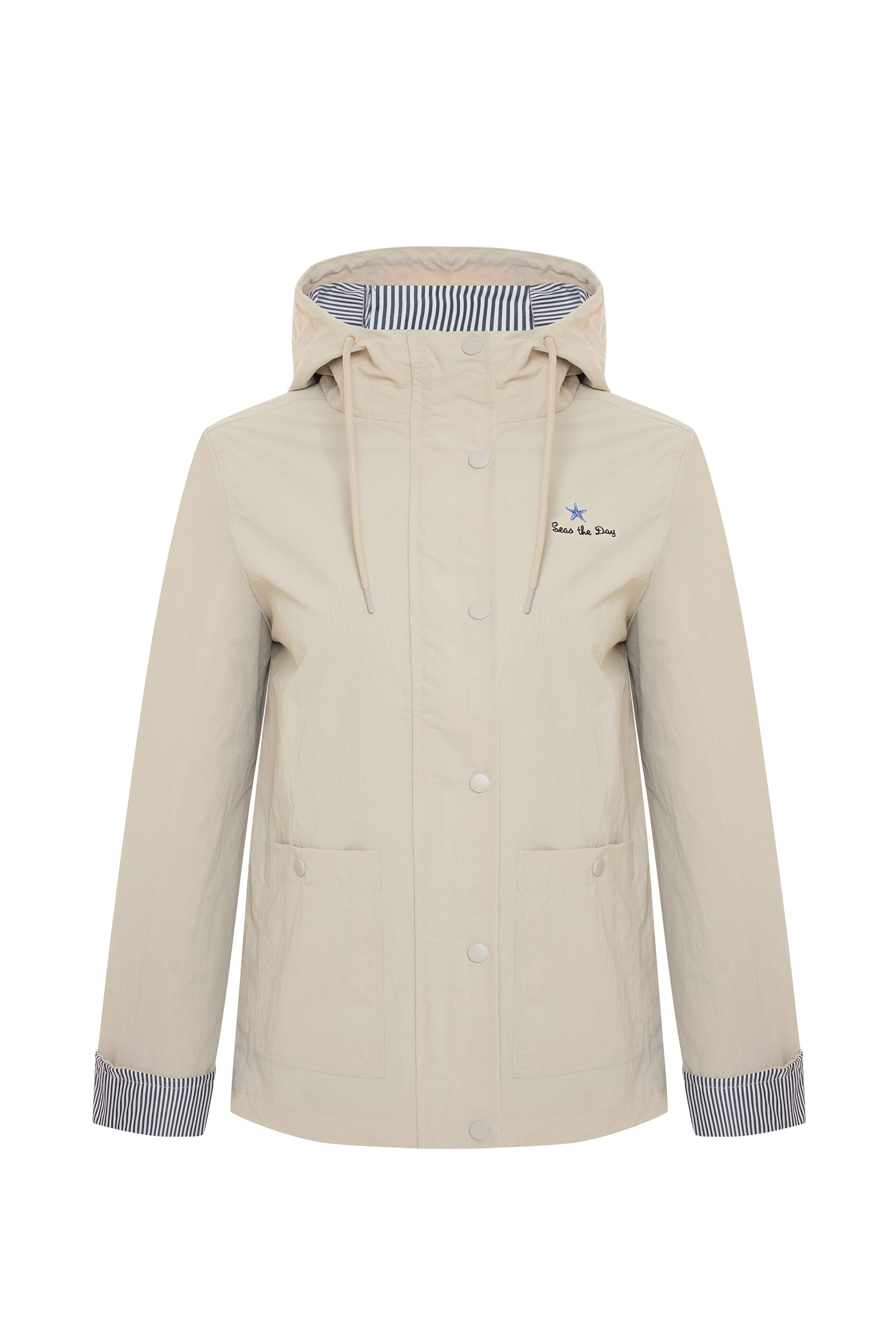 NAKIŞLI KAPÜŞONLU YAĞMURLUK