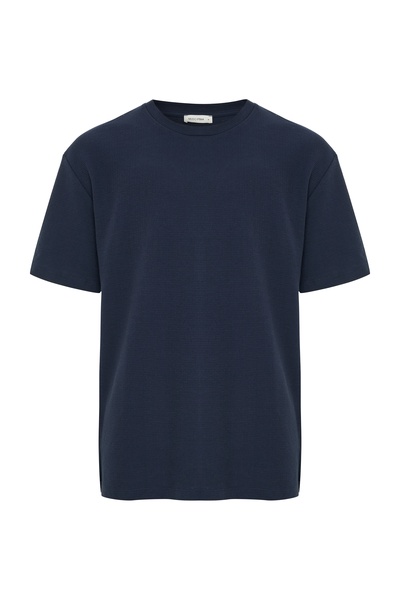 Mudo Erkek Lacivert Bisiklet Yaka Oversize T-Shirt
