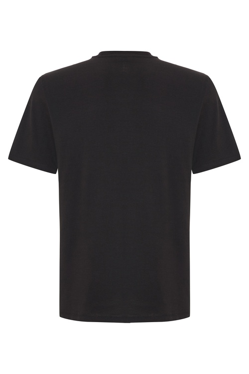  Erkek Siyah Bisiklet Yaka Loose Fit Kısa Kollu T-Shirt