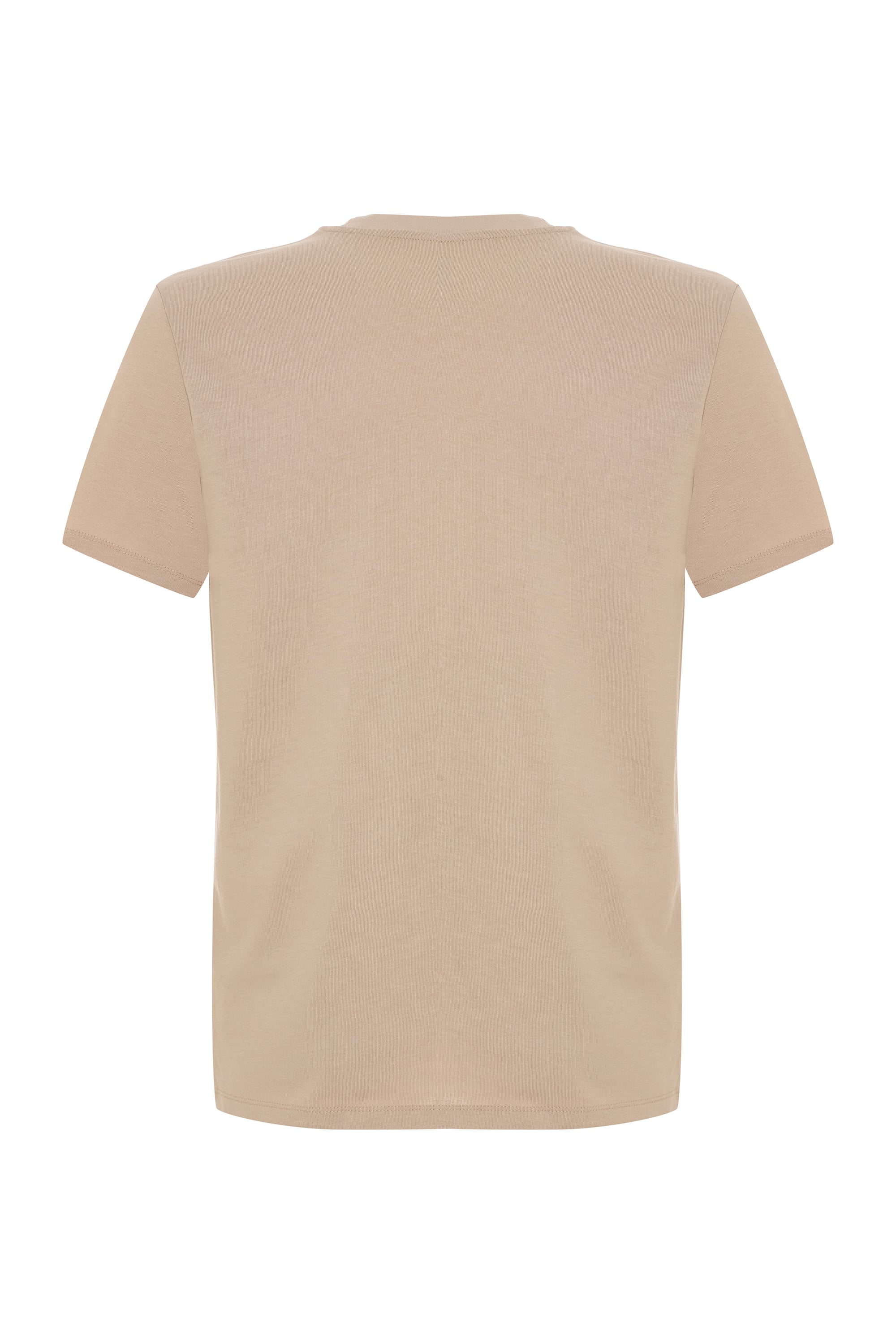 Erkek Bej Rengi Bisiklet Yaka Loose Fit Kısa Kollu T-Shirt