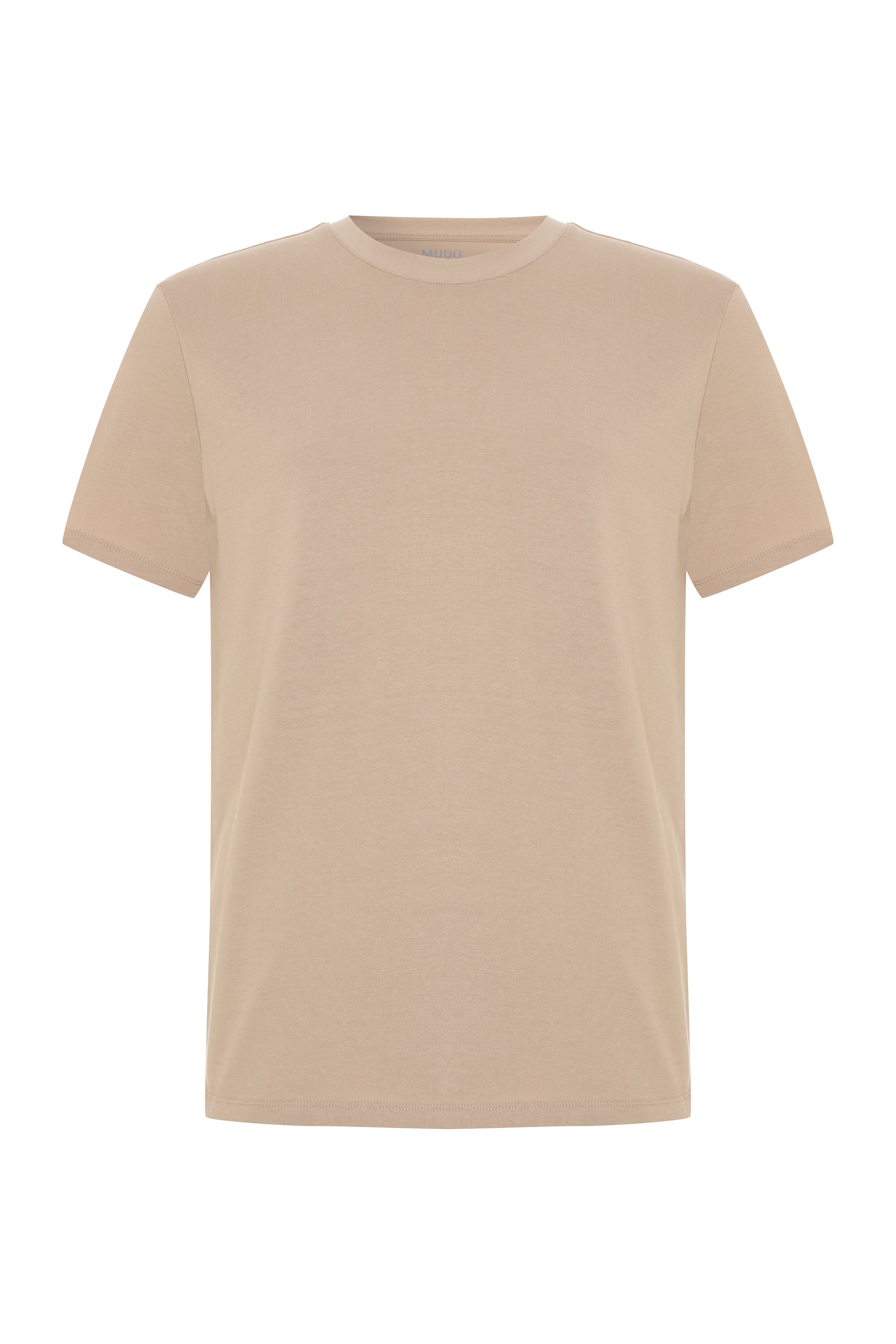 Erkek Bej Rengi Bisiklet Yaka Loose Fit Kısa Kollu T-Shirt