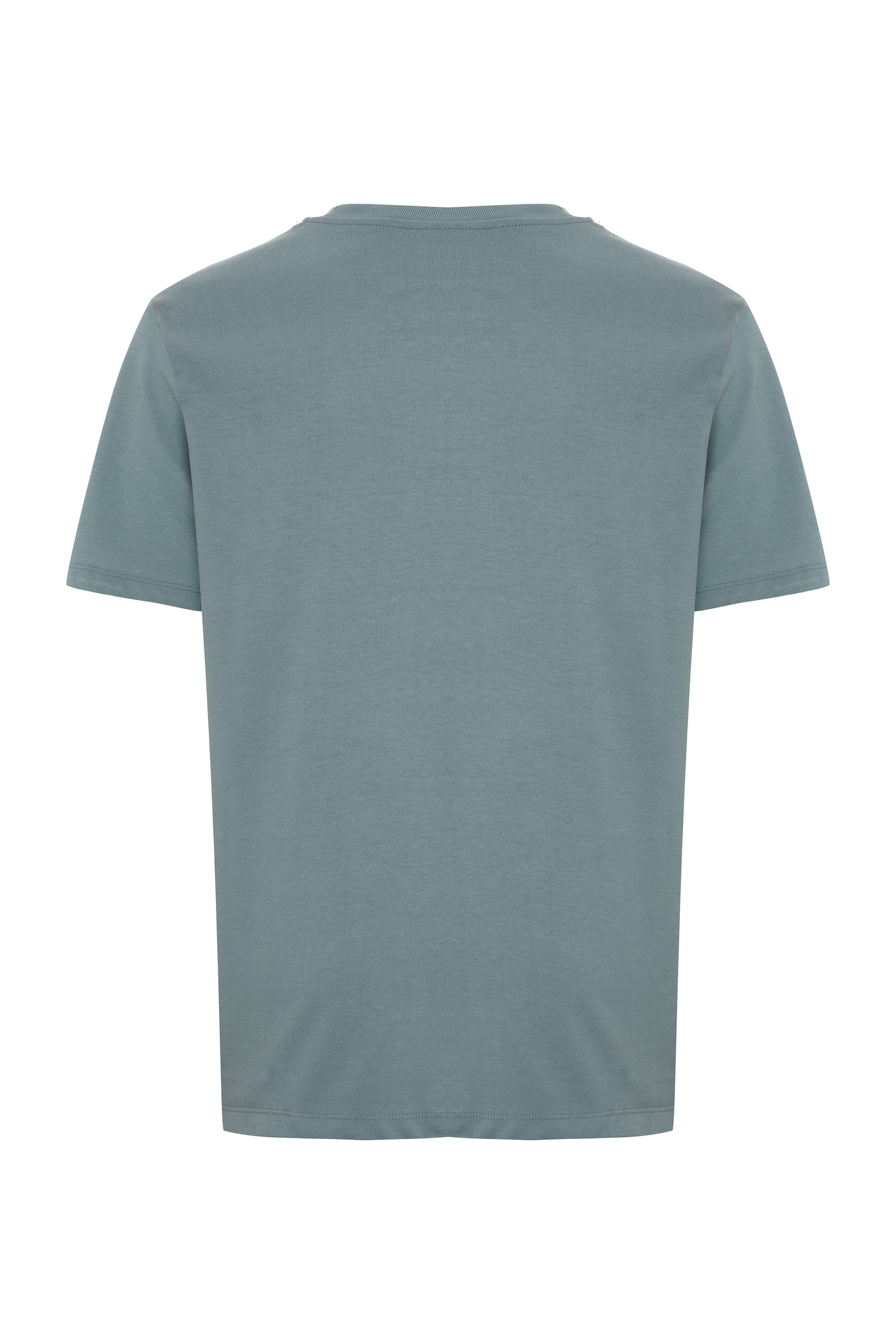 Erkek Mavi Bisiklet Yaka Loose Fit Kısa Kollu T-Shirt