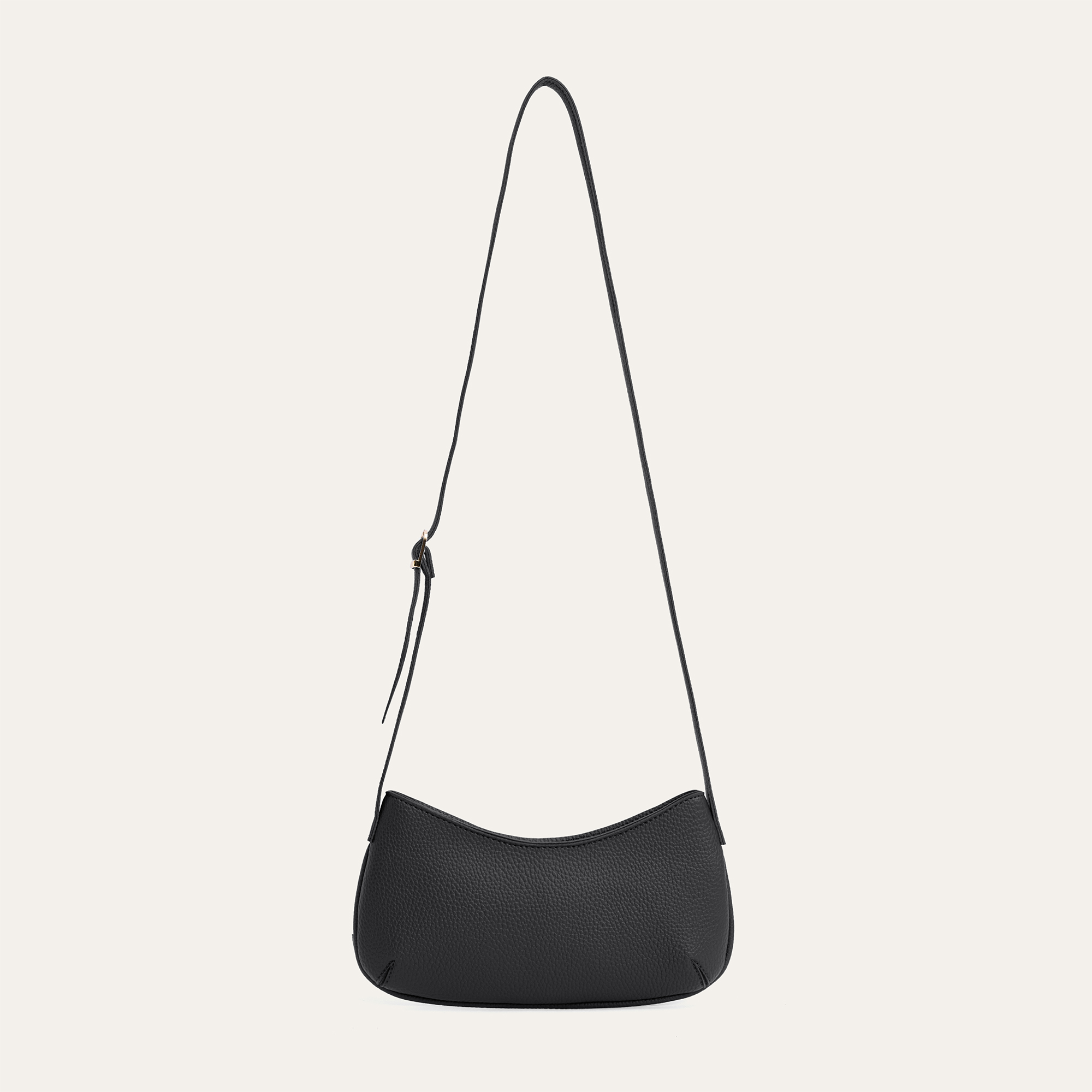 DERİ GÖRÜNÜMLÜ OVAL OMUZ ÇANTASI