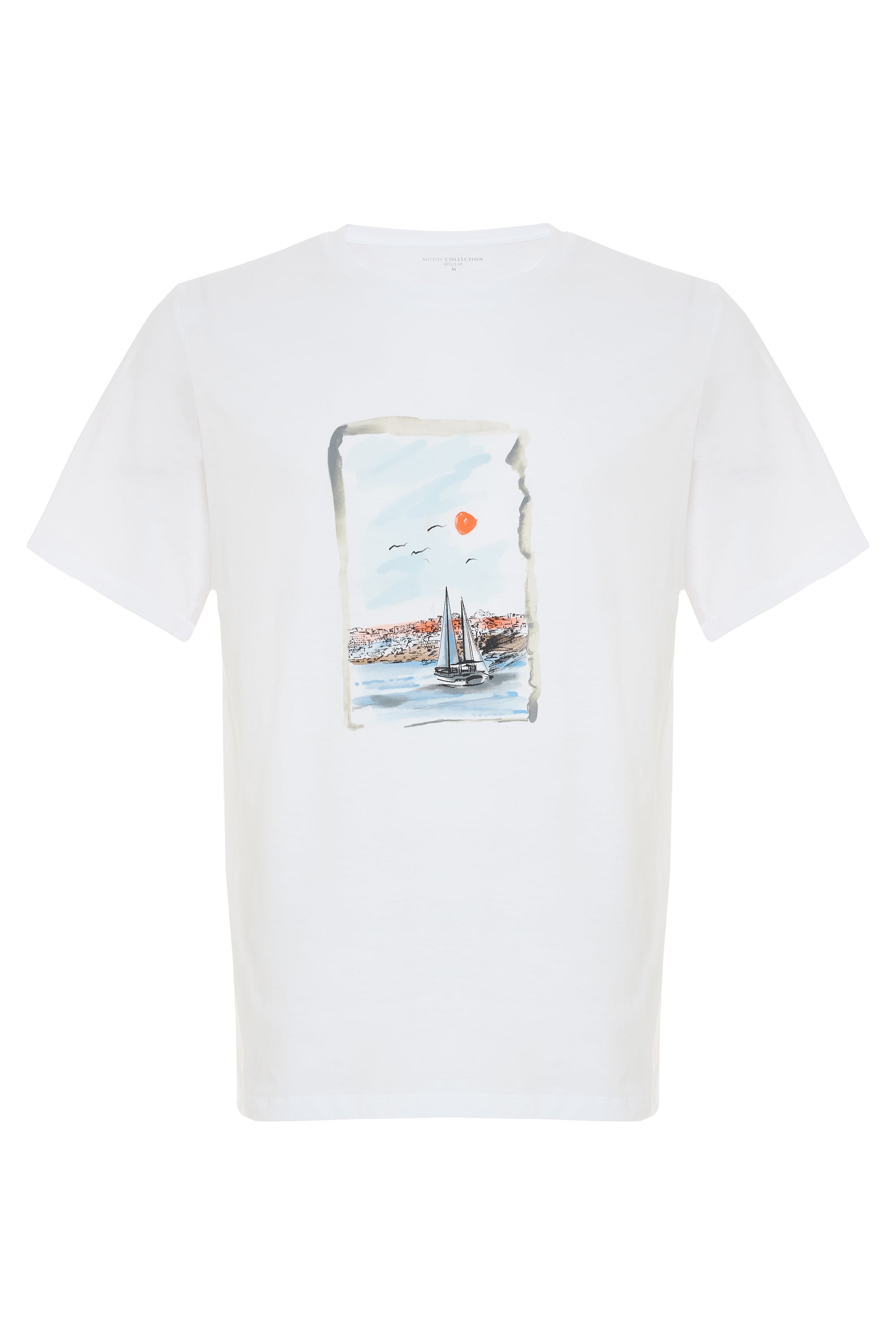 BASKILI BİSİKLET YAKA KISA KOLLU T-SHIRT