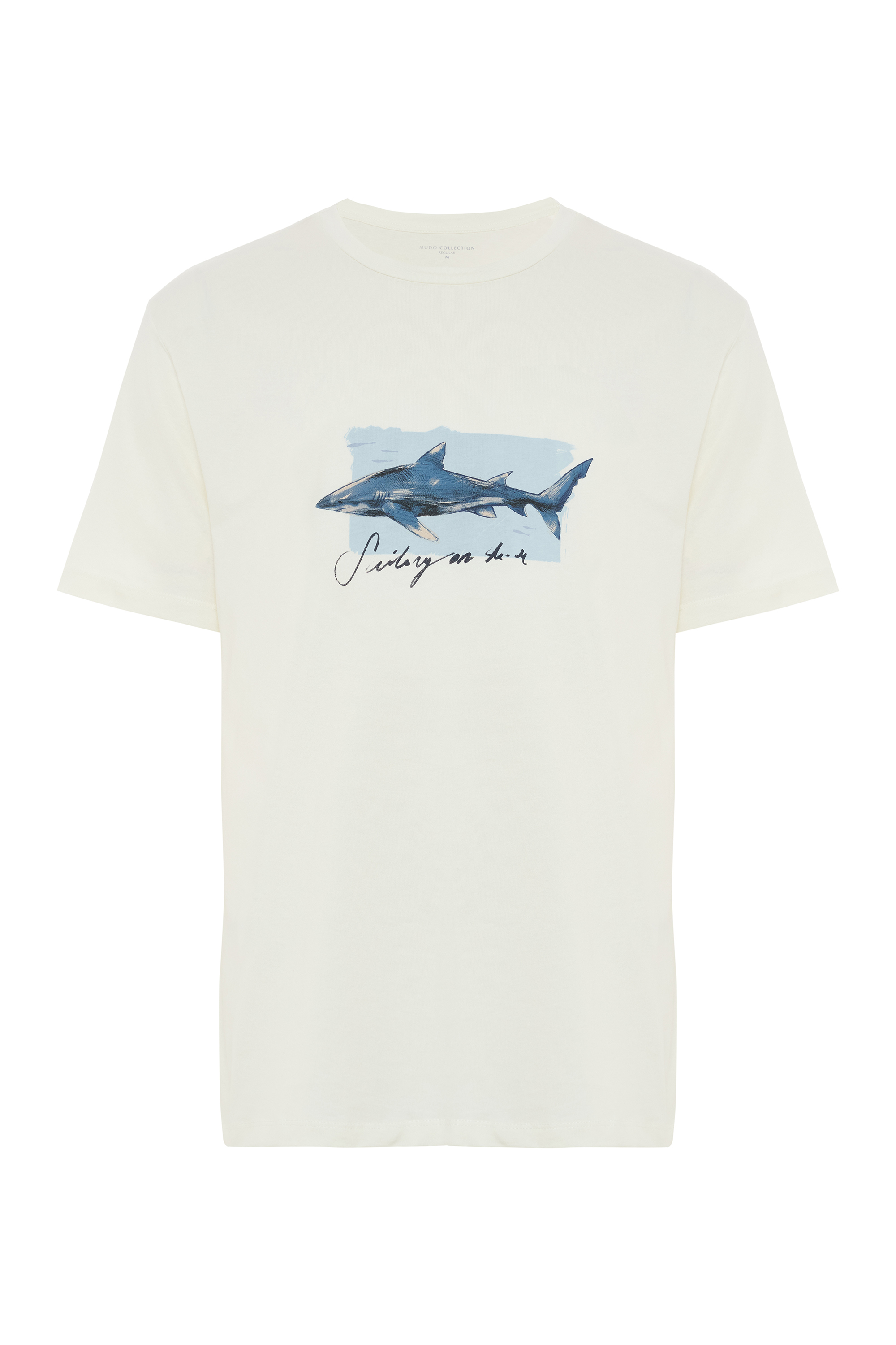 BASKILI BİSİKLET YAKA KISA KOLLU T-SHIRT