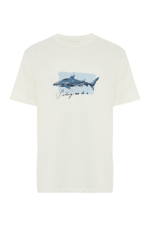  BASKILI BİSİKLET YAKA KISA KOLLU T-SHIRT