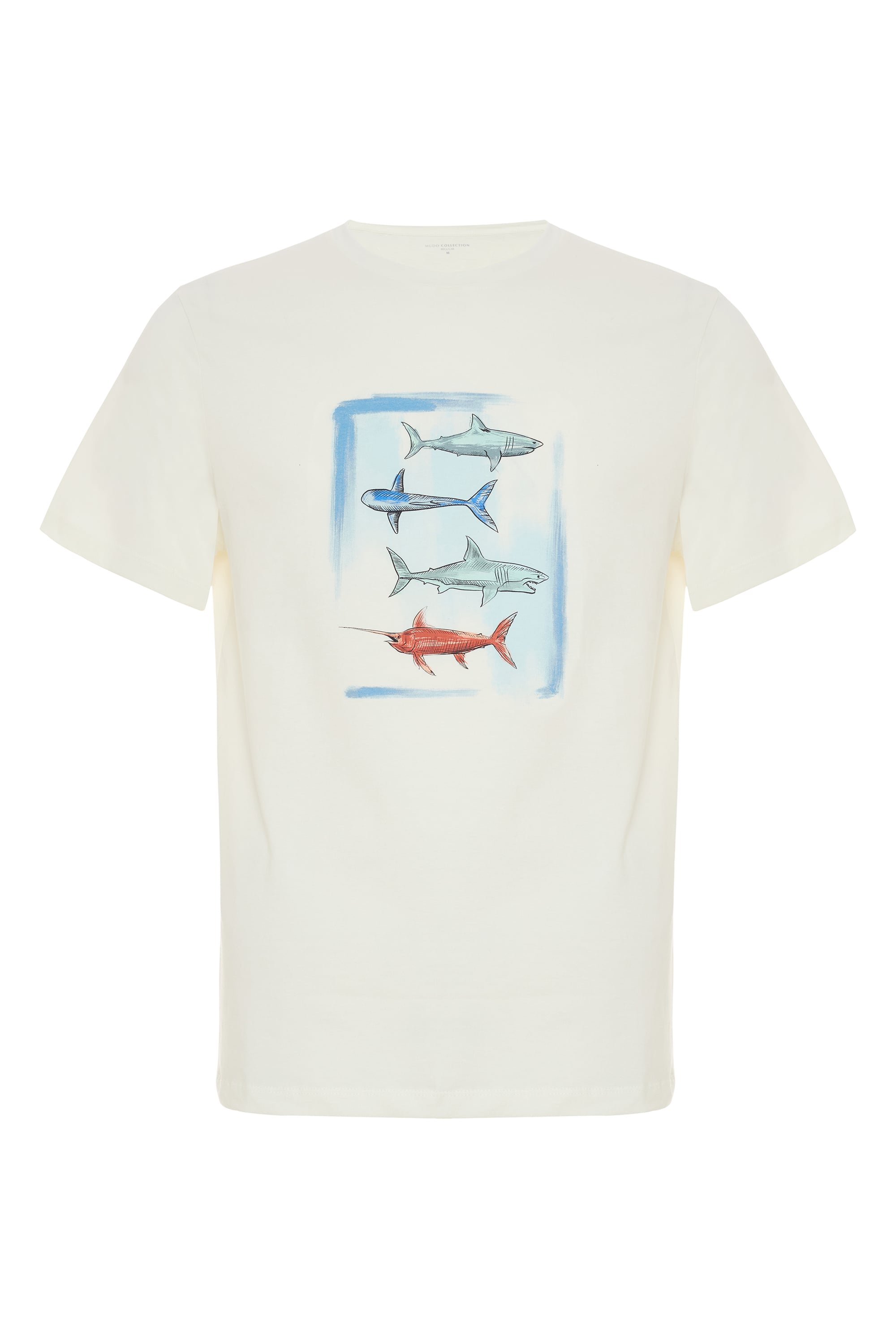 BASKILI BİSİKLET YAKA KISA KOLLU T-SHIRT