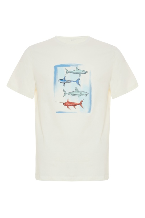  BASKILI BİSİKLET YAKA KISA KOLLU T-SHIRT