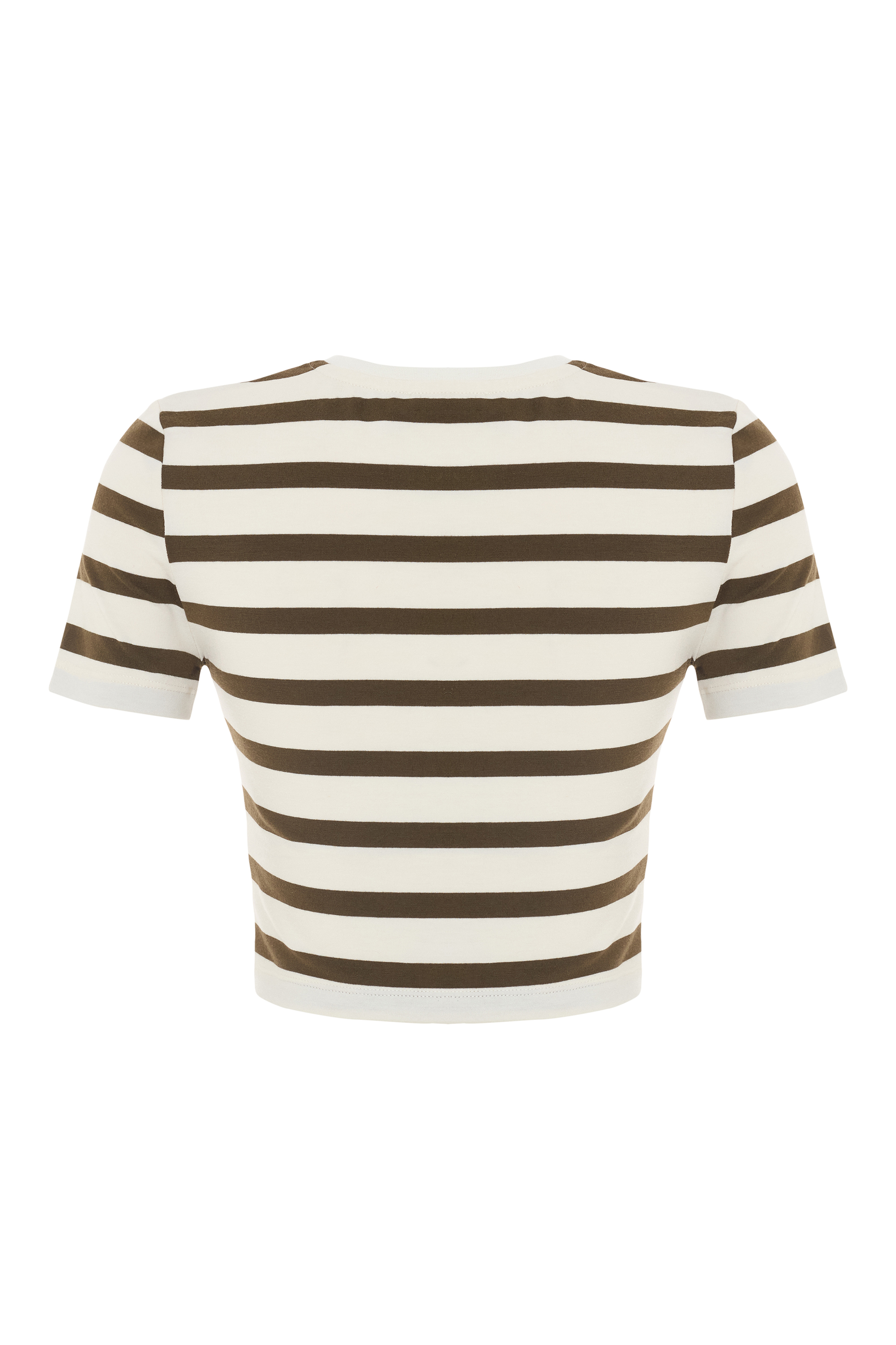 ÇİZGİLİ BİSİKLET YAKA CROP T-SHIRT