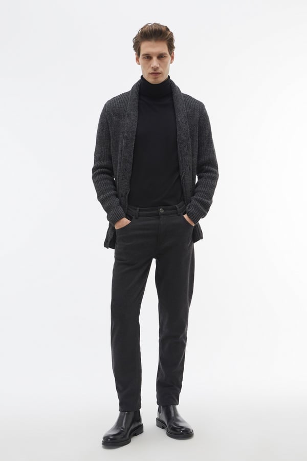 ÖRGÜLÜ YÜN KARIŞIMLI HIRKA