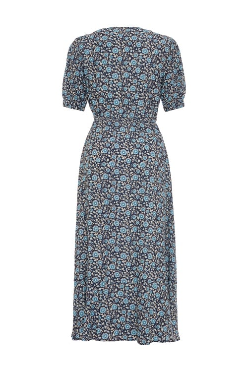  ETNİK BASKILI YIRTMAÇLI MİDİ ELBİSE