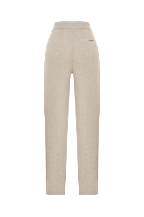  PİLE DETAYLI HAVUÇ KESİM KETEN KARIŞIMLI PANTOLON