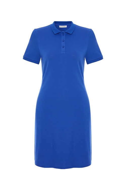  POLO YAKA KISA KOLLU MİNİ ELBİSE