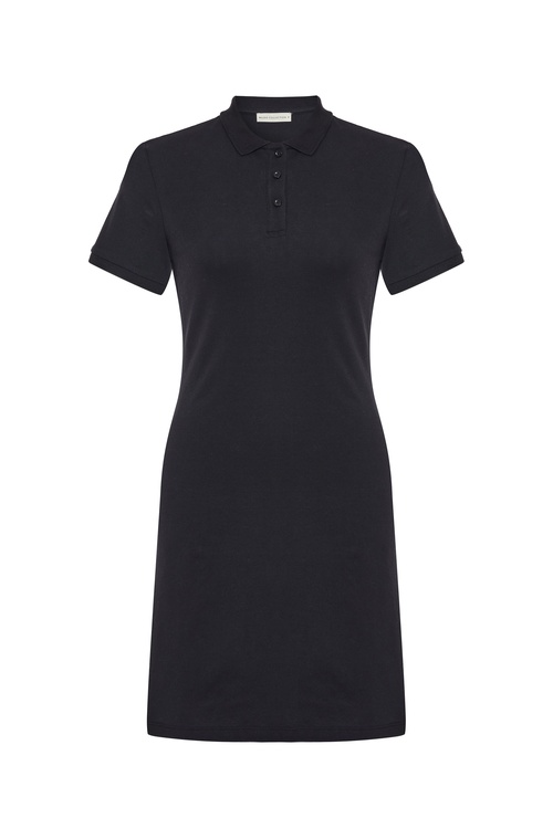  POLO YAKA KISA KOLLU MİNİ ELBİSE