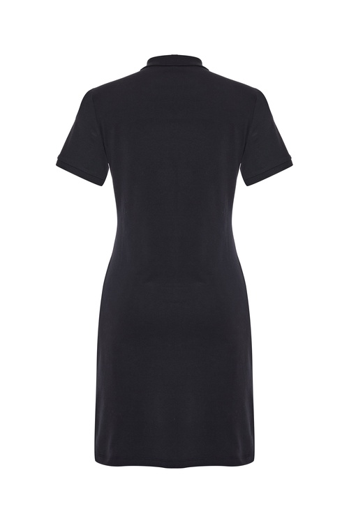  POLO YAKA KISA KOLLU MİNİ ELBİSE