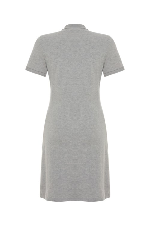  POLO YAKA KISA KOLLU MİNİ ELBİSE